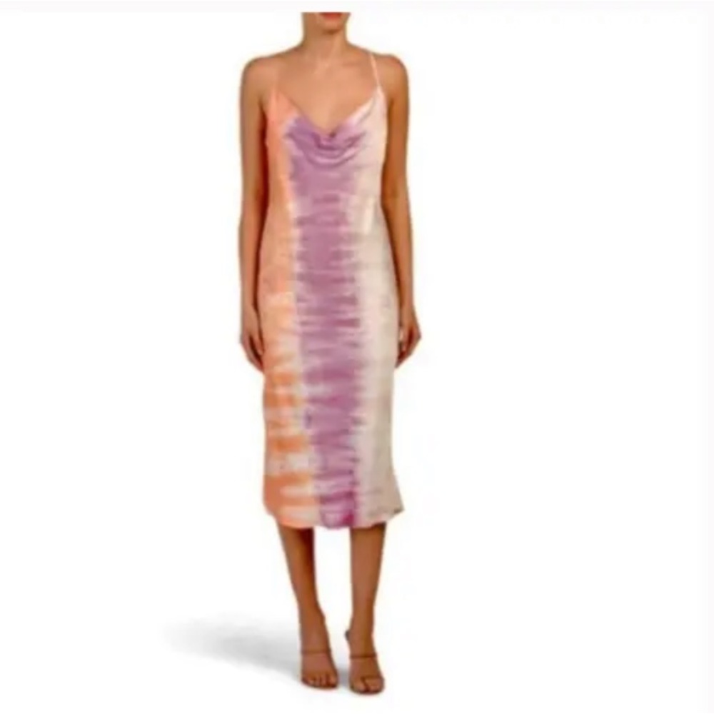 Young Fabulous & Broke Satin Tie Dye Slip Dress - size Extra Small